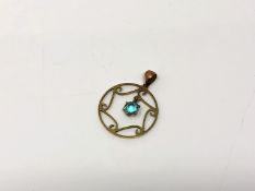 A 9ct gold pendant set with blue topaz. CONDITION REPORT: 1.2g.