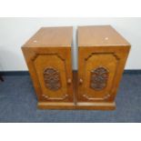 A pair of Edwardian oak desk pedestals