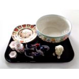 A tray of assorted chain to include Royal Crown Derby Imari patterned plate,