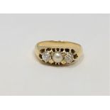 An 18ct gold pearl and old cut diamond ring, total diamond weight approximately 0.