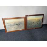 Two framed C Coulson prints 'Evening Departure' and 'Outbound Lancaster'