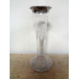 A silver rimmed cut glass vase, height 26.3 cm.