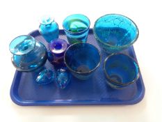A tray of nine pieces of Mdina glass ware