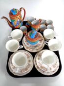 A tray of six Duchess Crestwood china trios together with a Japanese coffee service