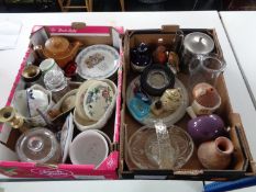 Two boxes of miscellaneous china and glass ware,