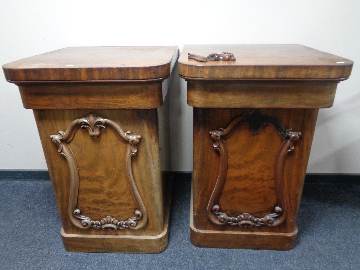 A pair of Victorian mahogany sideboard pedestals