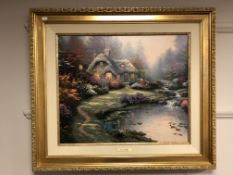 After Thomas Kinkade (American, 1958-2012) : Everett's Cottage, limited edition print on canvas,