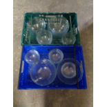 Two boxes of glass Pyrex dishes