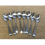 Eight Georgian Newcastle silver tea spoons, 116.4g, John Langlands II, circa 1800.