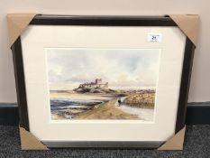 After Tom MacDonald : Bamburgh Castle, reproduction in colours, signed in pencil, 21 cm by 30 cm,
