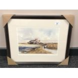 After Tom MacDonald : Bamburgh Castle, reproduction in colours, signed in pencil, 21 cm by 30 cm,