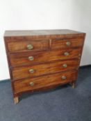 A Regency mahogany five drawer chest with brass drop handles (a/f)