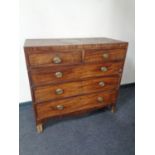 A Regency mahogany five drawer chest with brass drop handles (a/f)