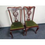 A pair of mahogany Queen Anne style dining chairs