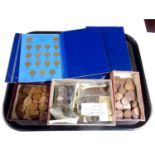 A tray of a large quantity of 19th/20th century British copper coins, Victorian pennies,