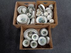 Three boxes containing an extensive Wedgwood Iona oven to table dinner service.