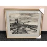 Alfred "Alf" Ainslie O'Brien (1912 - 1988) : The Beacon at South Shields, charcoal, signed,