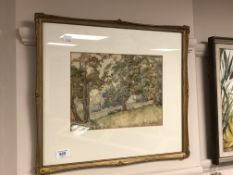 20th century school : Trees on a hillside, watercolour, 28 x 21 cm, signed Taylor, framed.