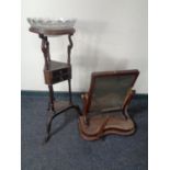 A 19th century mahogany toilet mirror together with a 19th century mahogany wash stand on tripod