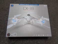 A CX-33 4 channel remote controlled Quadcopter.