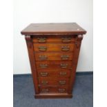 A 19th century mahogany seven drawer Wellington chest with brass drop handles