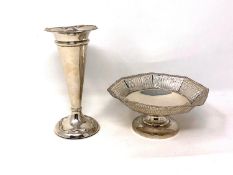 A loaded silver vase, Birmingham marks, together with an octagonal silver pedestal dish.