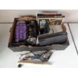 A box containing miscellaneous to include designer glasses, pipes, vapes, digital video recorder,