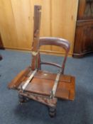 A Victorian mahogany bedroom chair together with a Triumph clothes press and a dismantled Delft