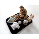 A tray of Russian bust, Italian china figure of a cherub,