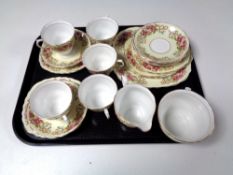 A tray containing a 20 piece Colclough bone china floral patterned tea service.
