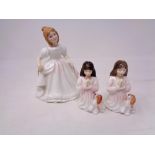 Three Royal Doulton figures, Amanda HN2996 and Innocence HN3730 (x2).