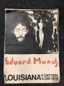 An Edvard Munch exhibition poster, Louisiana 11th October 1975 - 4th Jan 1976, unframed.