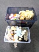 Two boxes of large quantity of soft toys