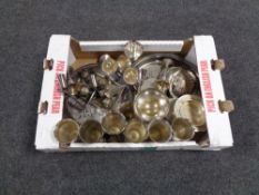 A box of 20th century plated wares to include serving trays, goblets,