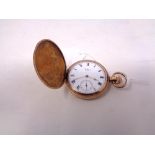 A gold plated Waltham Traveler pocket watch, movement numbered 19,252,
