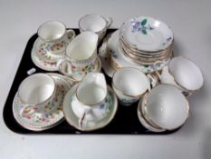 A tray containing 21 pieces of Collingwood bone china hand painted tea service together with an 8