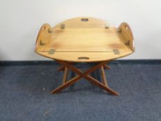 A mahogany butler's tray on stand.