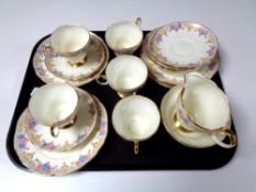 A tray containing 19 pieces of Foley floral patterned bone tea china.