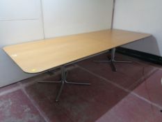 A Danish Jorgensen twin pedestal boardroom table on chrome legs,