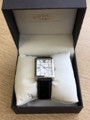 A gent's stainless steel Rotary quartz calendar wristwatch, boxed.