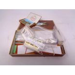 A cigar box containing a quantity of cigarette cards; Brooke Bond,