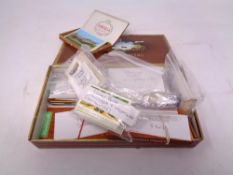 A cigar box containing a quantity of cigarette cards; Brooke Bond,