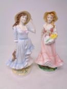 Two Royal Worcester Seasons figures, Spring No. 1050 of 7500 and Summer No. 3967 of 7500.