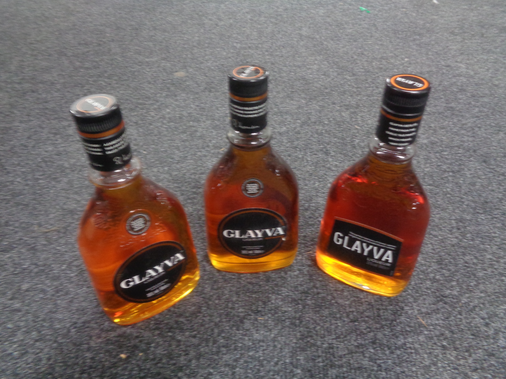 Three bottles of Glayva liqueur, 50cl.