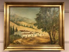 Andres Sepulveda : Arroyo De Los Angeles, oil on canvas, gallery label verso, 64 x 48 cm, framed.