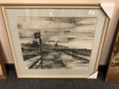 Alfred "Alf" Ainslie O'Brien (1912 - 1988) : The Beacon at South Shields, charcoal, signed,