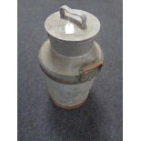 A 20th century aluminium churn with lid, height 70 cm.