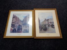 Two framed prints, Trongate by C. J. Lauder and Argyle Street by James Kay R. S. A.