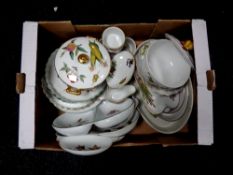 A box of Royal Worcester Evesham dishes, ramekins,