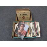 Two boxes of vinyl LP records and 78's - Bobby Thompson, The Carpenters,